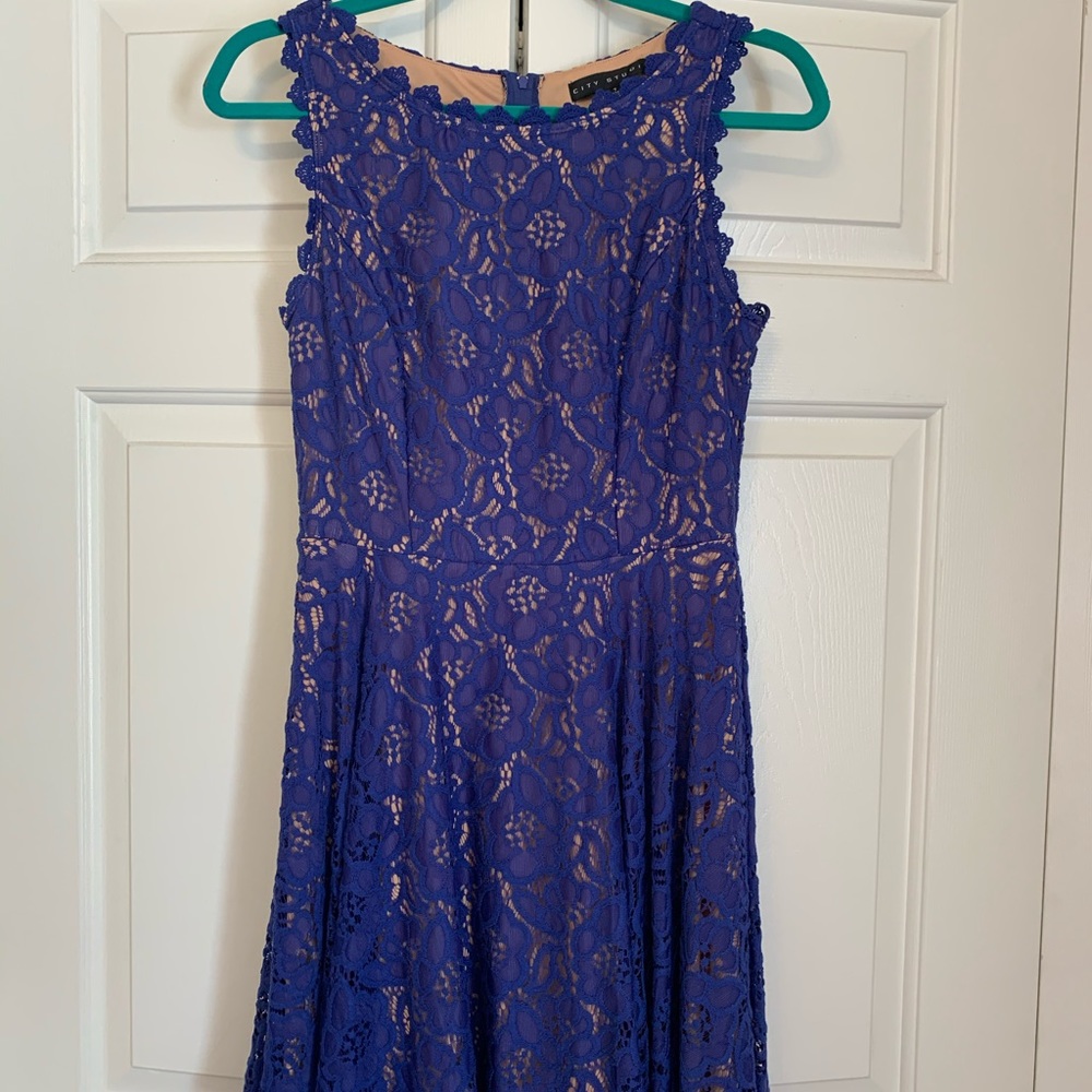 Blue Lace dress Tank Top Style